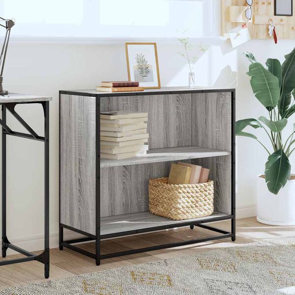 vidaXL Ormar za knjige sivi sonoma 80,5x35x76 cm izrađeno drvo