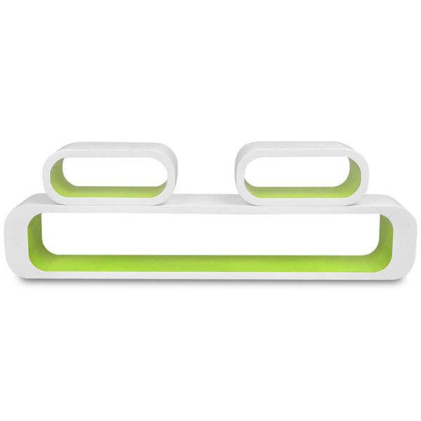 3 Bijelo-Zelene Zidne Police od MDF-a Kockaste za Knjige/DVD