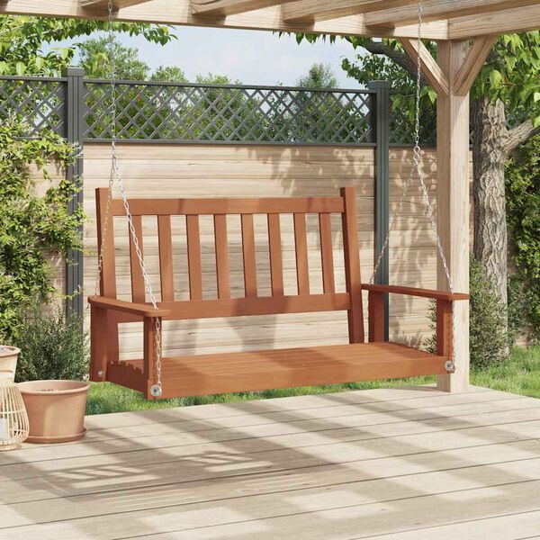 vidaXL Vrtna klupa za ljuljanje s metalnim lancima smeđa od jelovine