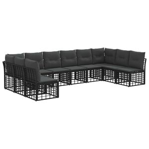 vidaXL Set vanjskih sofa Crna Poliester