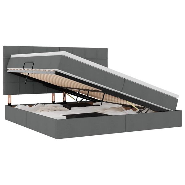vidaXL Krevet s prostorom za pohranu s LED-om Tamno siva 200 x 200 cm