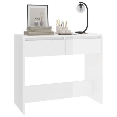 vidaXL Konzolni stol visoki sjaj bijeli 89 x 41 x 76,5 cm čelični