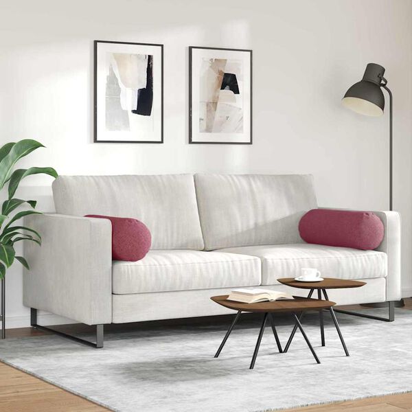 vidaXL Valjkasti jastučići 2 pcs Vinska crvena Ø 25 x 70 cm tkanina