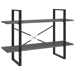 vidaXL Ormarić za knjige s 2 razine sivi 100 x 30 x 70 cm od borovine