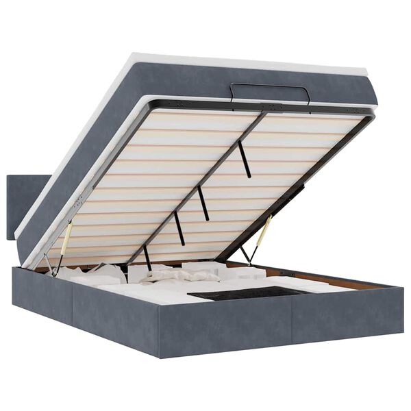vidaXL Otomanski krevet s madracem&LED tamnosivi 140x200 cm bar&scaron;unasti