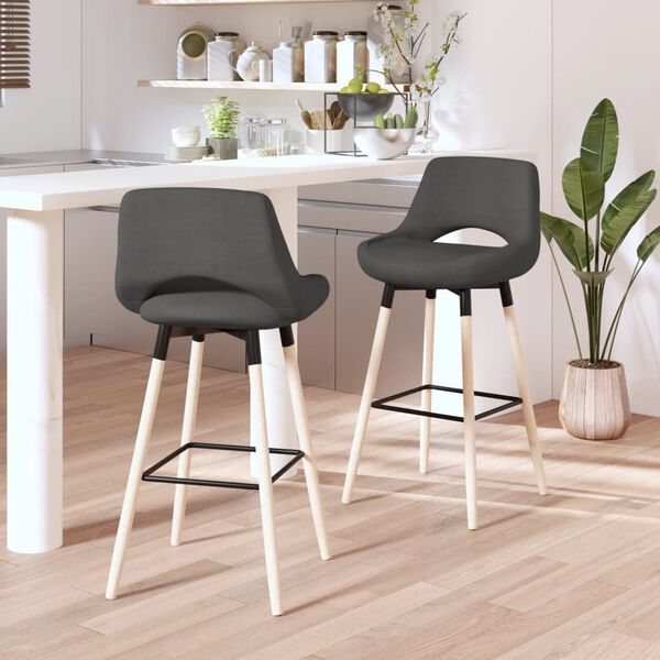 vidaXL Barski stolci od tkanine 2 kom tamnosivi