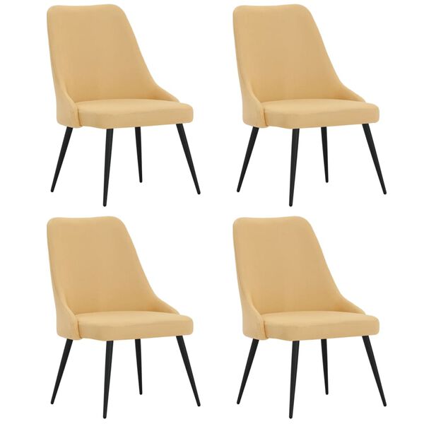 vidaXL Blagovaonske stolice od tkanine 4 kom žute