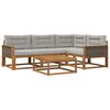 vidaXL Set vanjskih sofa s jastukom 5 pcs Prirodna i Svjetlosiva