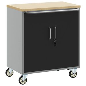 vidaXL Kolica sa radnom povr&scaron;inom Crna i Siva 75 x 45 x 85 cm