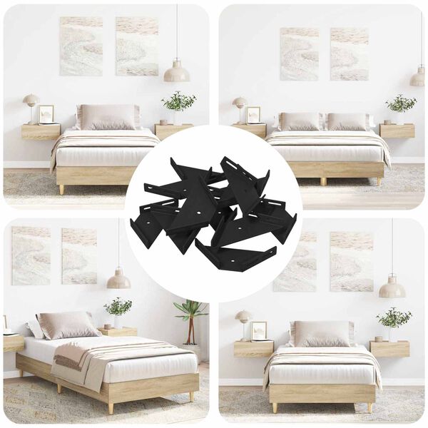 vidaXL Kutni nosač 12 pcs Crna 138,5 x 50,5 x 16 mm Željezo