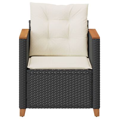 vidaXL Vrtna stolica s jastucima crna od poliratana