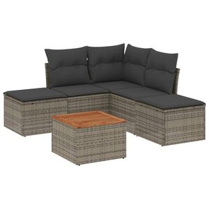 vidaXL 6-dijelni set vrtnih sofa od poliratana s jastucima sivi