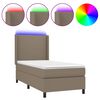 vidaXL Krevet box spring s madracem LED smeđesivi 90x200 cm tkanina