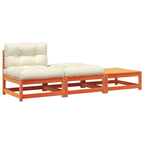 vidaXL Vrtna sofa bez naslona za ruke s jastucima i tabureima