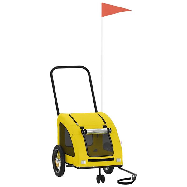 vidaXL Prikolica za bicikl za ljubimce žuta od tkanine i željeza