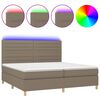 vidaXL Krevet box spring s madracem LED smeđesivi 200x200 cm tkanina