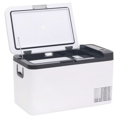 vidaXL Prijenosni hladnjak s ručkom i adapterom crno-bijeli 18 L PP/PE