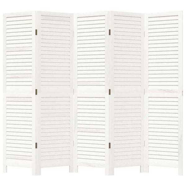 vidaXL Sobna pregrada s 5 panela bijela od masivnog drva paulovnije