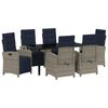 vidaXL Vrtni set za objed s jastukom 7 pcs Siva poliratan