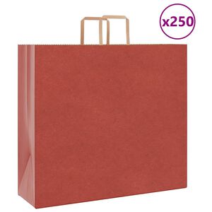 vidaXL Papirnate vrećice 250 kom s ručkama crvene 54x15x49 cm