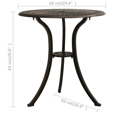 vidaXL Vrtni stol brončani 62 x 62 x 65 cm od lijevanog aluminija