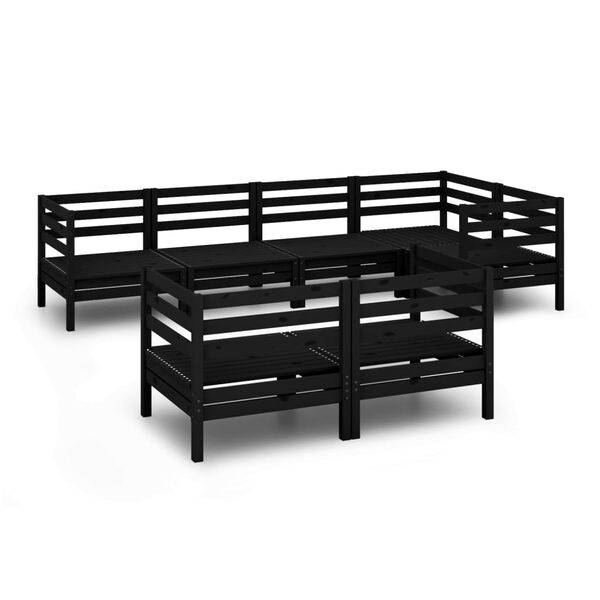 vidaXL 7-dijelna vrtna garnitura od masivne borovine crna