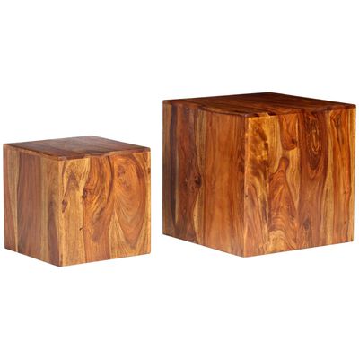 vidaXL Set 2 stolića za kavu od masivnog drva šišama 2 kom 40 x 40 x 40 cm