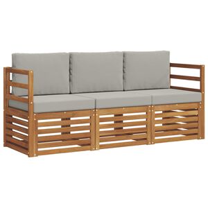 vidaXL Setovi sofa 3 pcs Prirodna i svijetlo siva Čvrsto drvo akacije