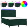 vidaXL Krevet box spring s madracem LED tamnozeleni 140x200 cm bar&scaron;un