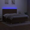 vidaXL Krevet box spring s madracem LED tamnosmeđi 160x200 cm tkanina