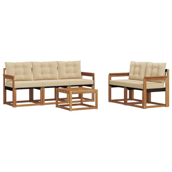 vidaXL Set vanjskih sofa s jastukom 6 pcs Prirodna i bež