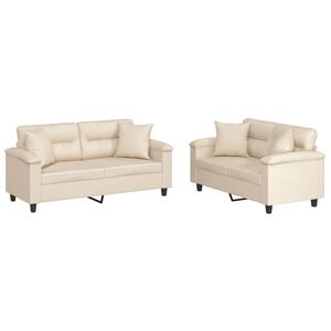 vidaXL 2-dijelni set sofa s jastucima bež od mikrovlakana