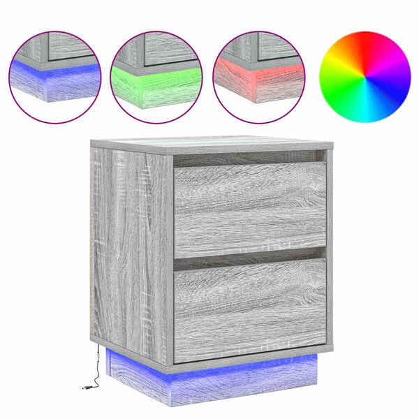 vidaXL Noćni ormar s ladicama Siva 39 x 34,5 x 50 cm Konstruirano drvo