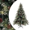 vidaXL Osvijetljeno božićno drvce i &scaron;i&scaron;ke zeleno-bijelo 150 cm PVC/PE