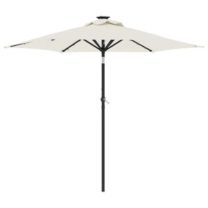 vidaXL Vrtni suncobran s čeličnom &scaron;ipkom LED bijeli 225 x 225 x 212 cm