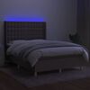 vidaXL Krevet box spring s madracem LED smeđesivi 140x200 cm tkanina