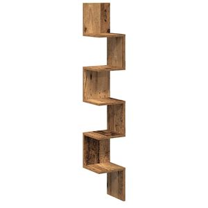 vidaXL Zidna kutna polica staro drvo 20x20x127,5 cm konstruirano drvo