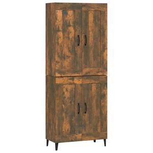 vidaXL Visoka komoda dimljeni hrast 69,5x34x180 cm konstruiranog drva