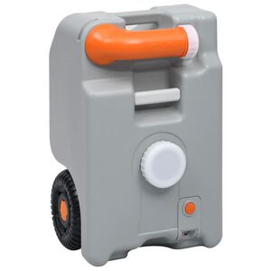 vidaXL Spremnik za vodu s kotačima za kampiranje 25 L sivi