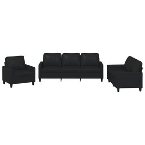 vidaXL 3-dijelni set sofa s jastucima crni od umjetne kože