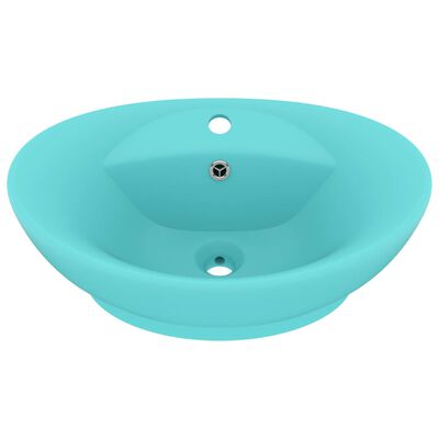 vidaXL Luksuzni ovalni umivaonik mat svjetlozeleni 58,5x39 cm keramički