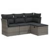 vidaXL 4-dijelni set vrtnih sofa od poliratana s jastucima sivi