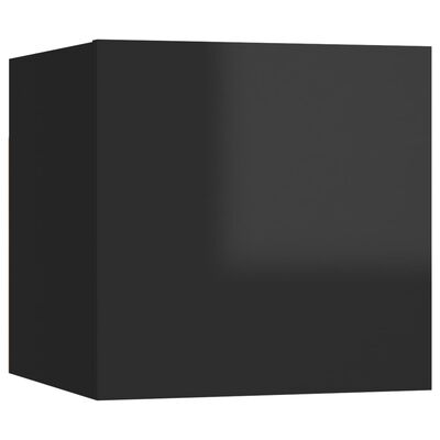 vidaXL Zidni TV ormarići 8 kom visoki sjaj crni 30,5 x 30 x 30 cm