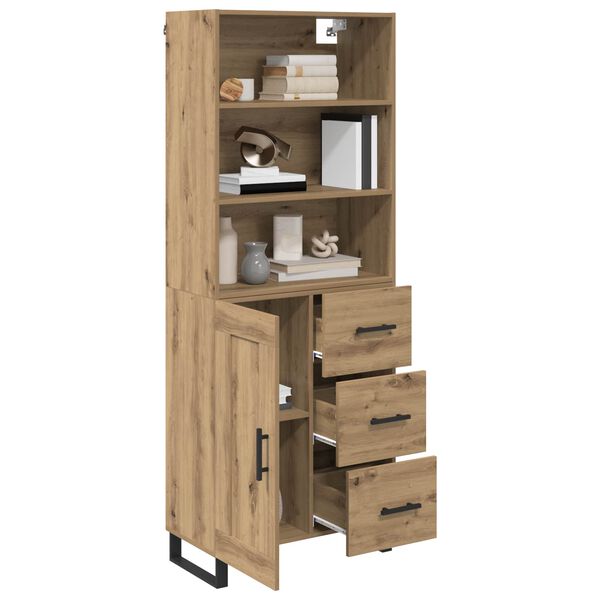 vidaXL Highboard Umjetnički hrast 69,5 x 34 x 180 cm Konstruirano drvo