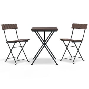 vidaXL 3-dijelni sklopivi bistro set od poliratana smeđi