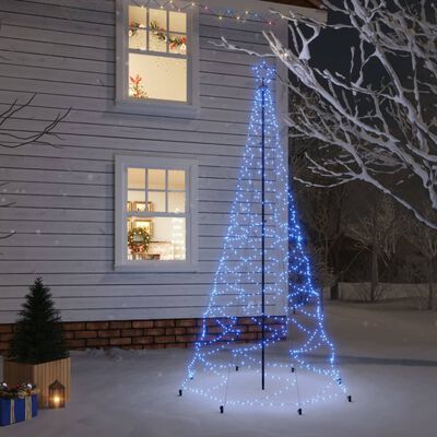 vidaXL Božićno drvce s metalnim stupom 500 LED žarulja plave 3 m