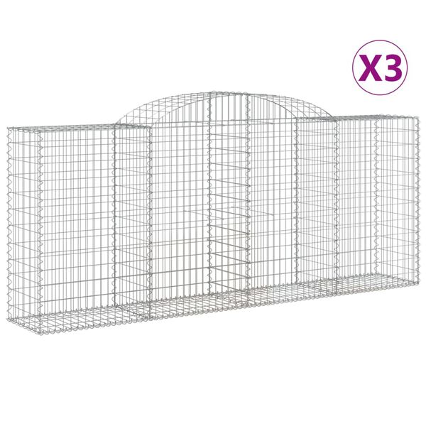 vidaXL Lučne gabionske košare 3 kom 300x50x120/140cm pocinčano željezo