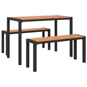 vidaXL Vrtni set za objed s jastukom 3 pcs Smeđa Čelik