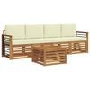 vidaXL Set vanjskih sofa 5 kom. Prirodna i krem Čvrsto drvo akacije