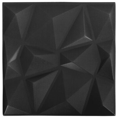 vidaXL 3D zidni paneli 12 kom 50 x 50 cm dijamantno crni 3 m²